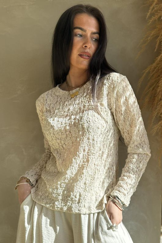 Marlowe Stretch Lace Top Stone